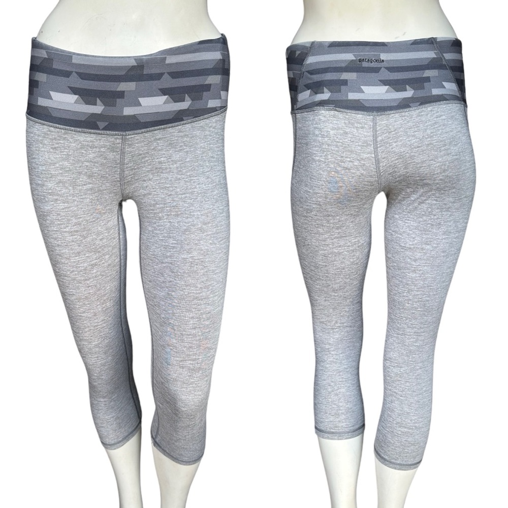 Patagonia Gray Heathered Workout Mid Rise Cropped Leggings Size Small